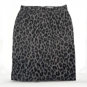 Ann Taylor Leopard Pencil Skirt Size 6 Black Velvet Minimalist Business Casual